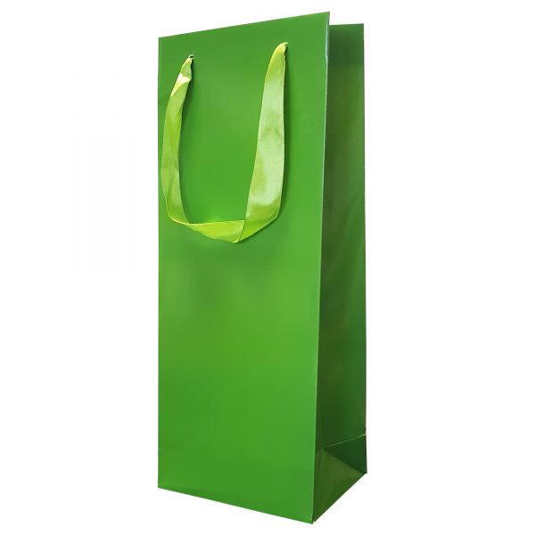 Punga Plastifiata carton Sticla 12.5x36x8 cm - set 10 buc. verde