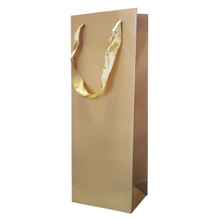 Punga Plastifiata carton Sticla 12.5x36x8 cm auriu