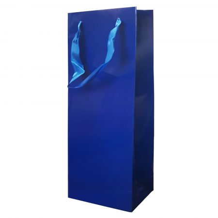 Punga Plastifiata carton Sticla 12.5x36x8 cm albastru
