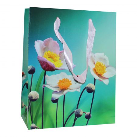 Pungă cadou M , flori de câmp, 23x17.5x10 cm - set 10 bucăţi