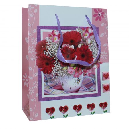 Pungă cadou M , Gerbera, 23x17.5x10 cm - set 10 bucăţi