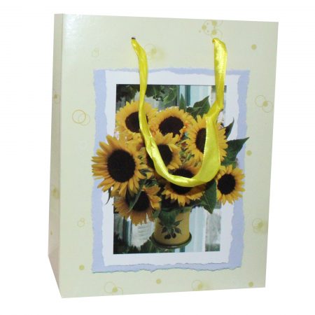 Pungă cadou M , Floarea Soarelui, 23x17.5x10 cm - set 10 bucăţi