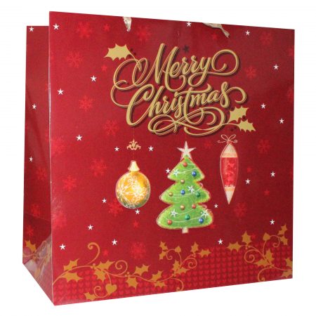 Punga AR 3 Craciun cu aplicatii, glitter 02 - 40x40x20 cm - set 10 bucati