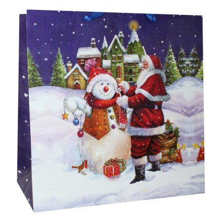 Punga AR 3 Craciun cu aplicatii, glitter 03 - 40x40x20 cm - set 10 bucati